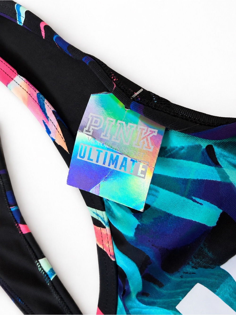 NWT VS PINK Ultimate Unlined Tropical Racerback Sports Bra Large - Picture 4 of 7